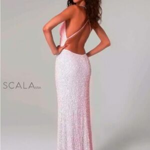 Scala Women's Blush Pink (Petal)Sequin Gown